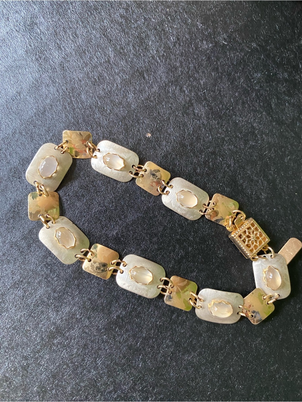 Two-Tone Gold and Silver Rectangular Link Bracelet for Women